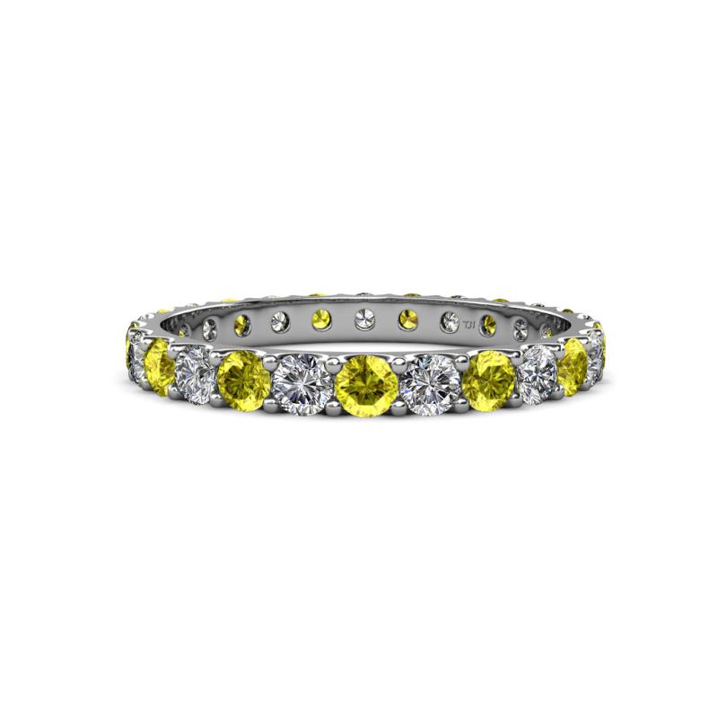 Audrey 3.40 mm Yellow and White Diamond U Prong Eternity Band 