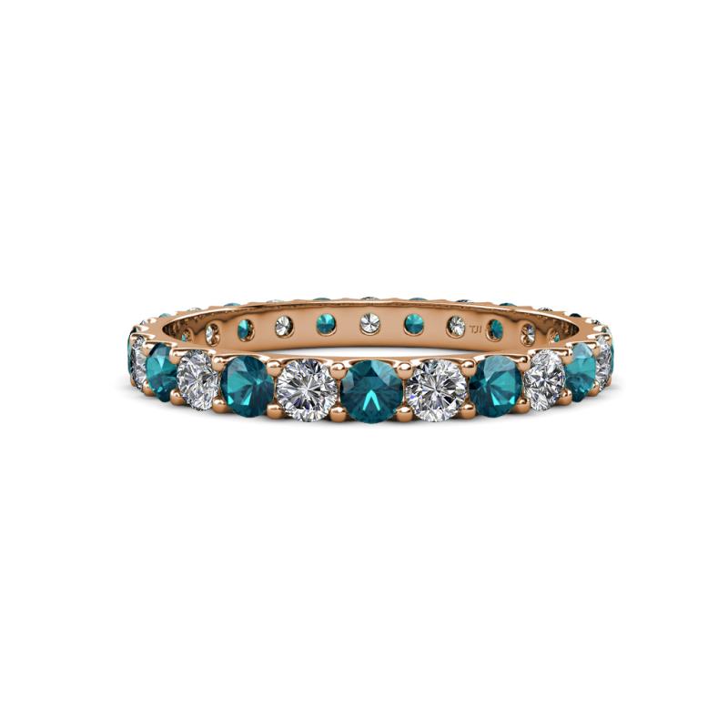 Audrey 3.40 mm London Blue Topaz and Diamond U Prong Eternity Band 