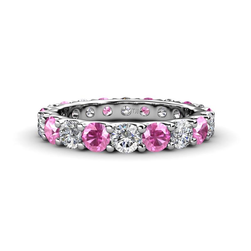 Audrey 3.80 mm Pink Sapphire and Diamond U Prong Eternity Band 
