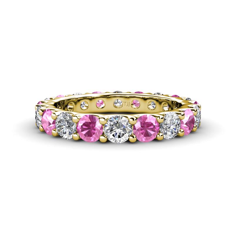 Audrey 3.80 mm Pink Sapphire and Diamond U Prong Eternity Band 