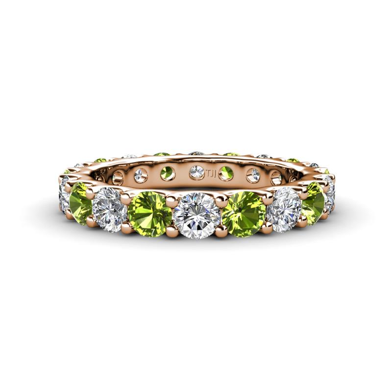 Audrey 3.80 mm Peridot and Diamond U Prong Eternity Band 