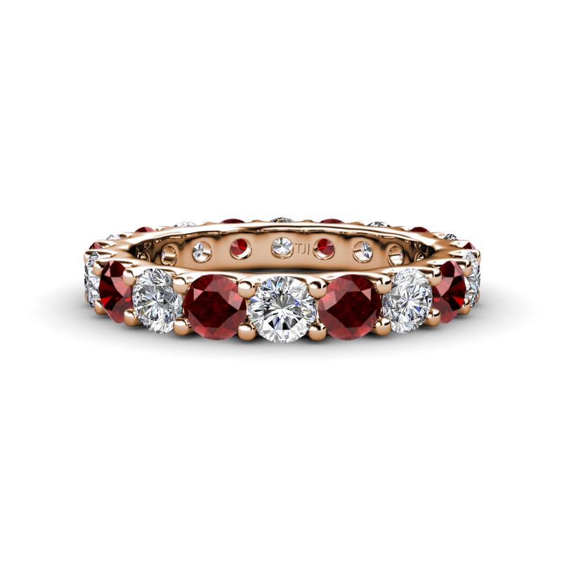 Audrey 3.80 mm Red Garnet and Diamond U Prong Eternity Band 