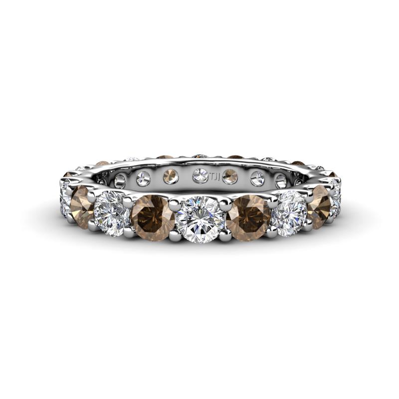 Audrey 3.80 mm Smoky Quartz and Diamond U Prong Eternity Band 