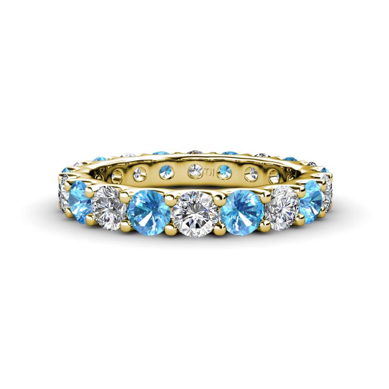 Audrey 3.80 mm Blue Topaz and Diamond U Prong Eternity Band 