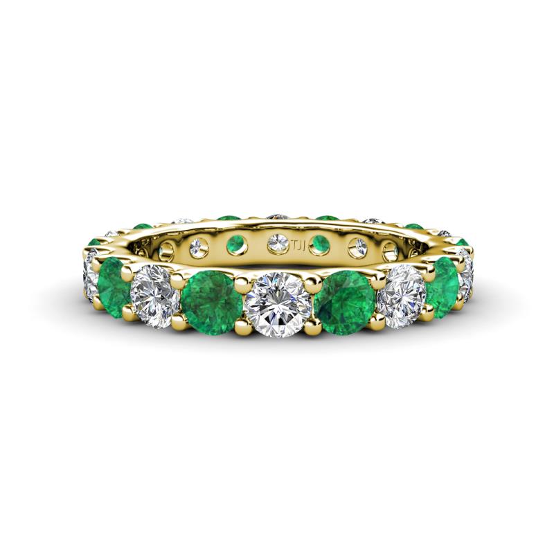 Audrey 3.80 mm Emerald and Diamond U Prong Eternity Band 