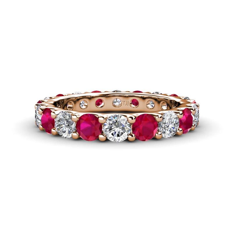 Audrey 3.80 mm Ruby and Diamond U Prong Eternity Band 