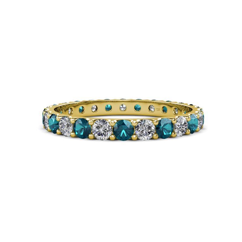 Audrey 3.40 mm London Blue Topaz and Lab Grown Diamond U Prong Eternity Band 