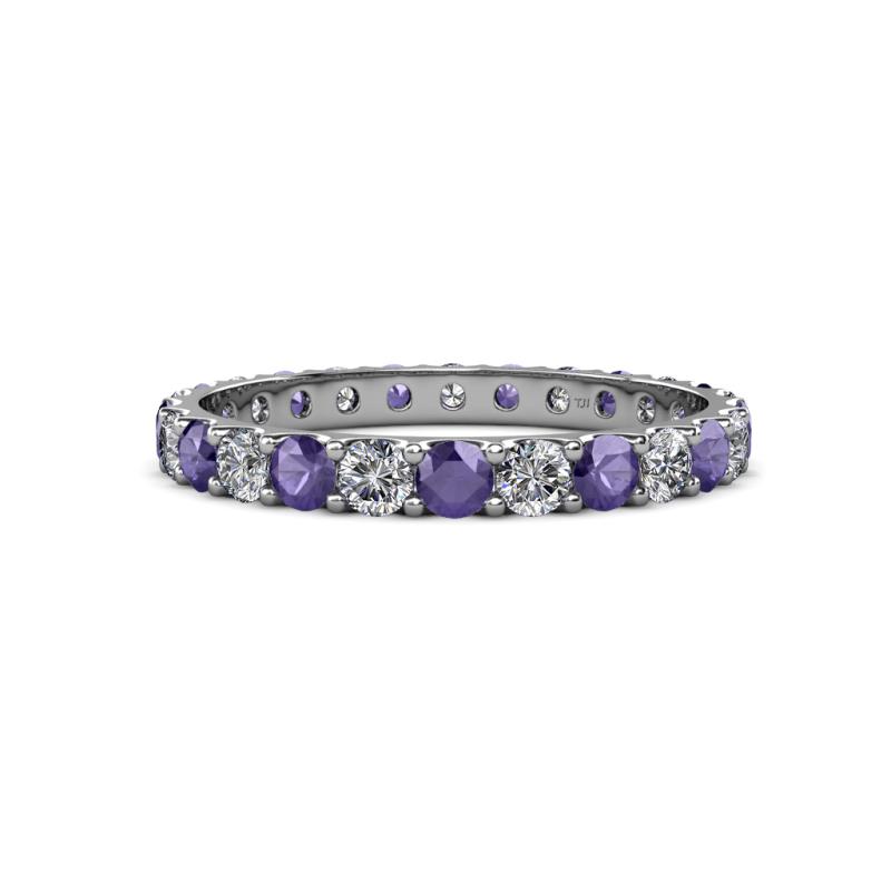 Audrey 3.40 mm Iolite and Lab Grown Diamond U Prong Eternity Band 