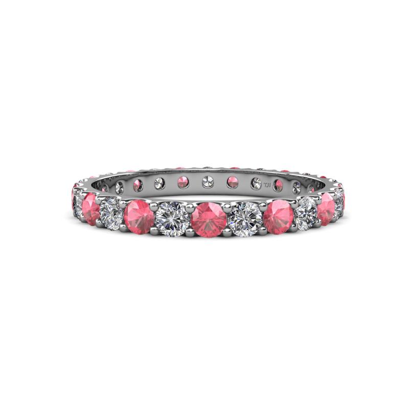 Audrey 3.40 mm Pink Tourmaline and Lab Grown Diamond U Prong Eternity Band 