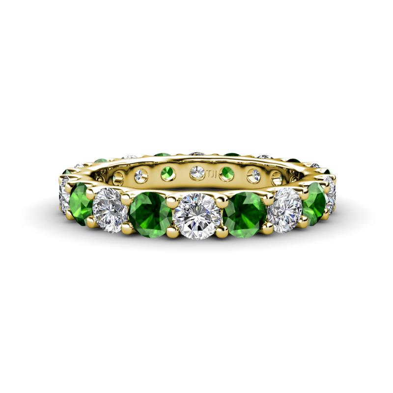 Audrey 3.80 mm Green Garnet and Lab Grown Diamond U Prong Eternity Band 