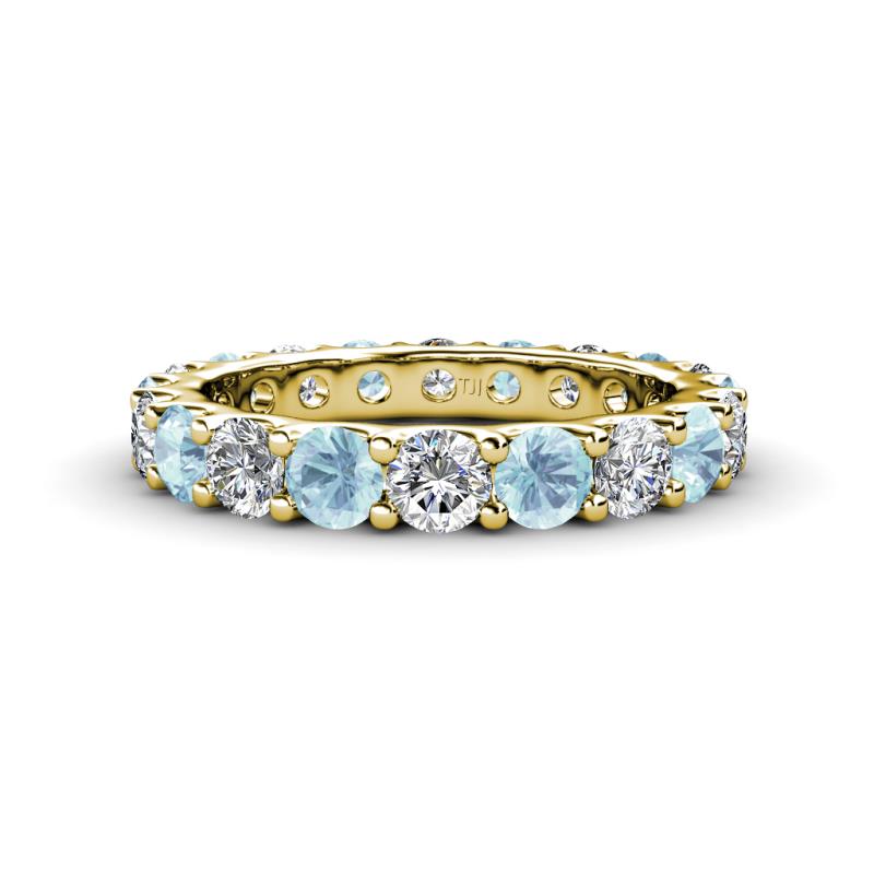 Audrey 3.80 mm Aquamarine and Lab Grown Diamond U Prong Eternity Band 