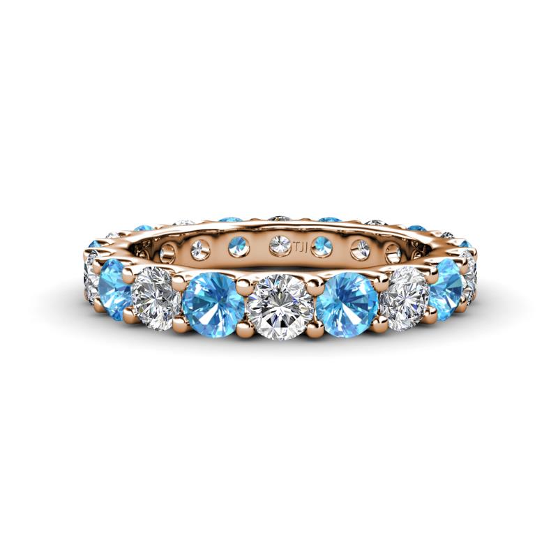 Audrey 3.80 mm Blue Topaz and Lab Grown Diamond U Prong Eternity Band 
