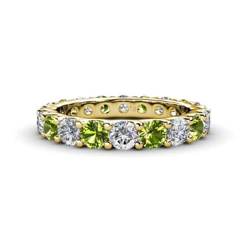 Audrey 3.80 mm Peridot and Lab Grown Diamond U Prong Eternity Band 