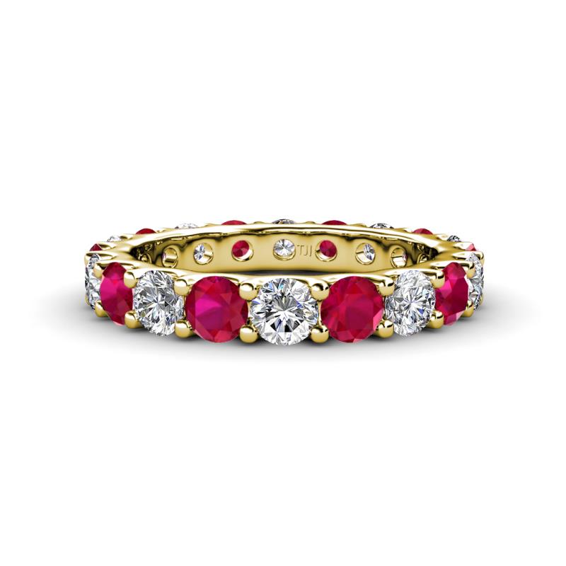Audrey 3.80 mm Ruby and Lab Grown Diamond U Prong Eternity Band 