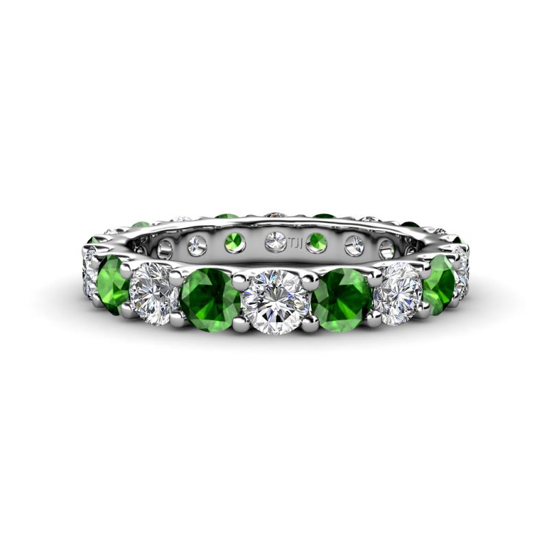 Audrey 3.80 mm Green Garnet and Lab Grown Diamond U Prong Eternity Band 