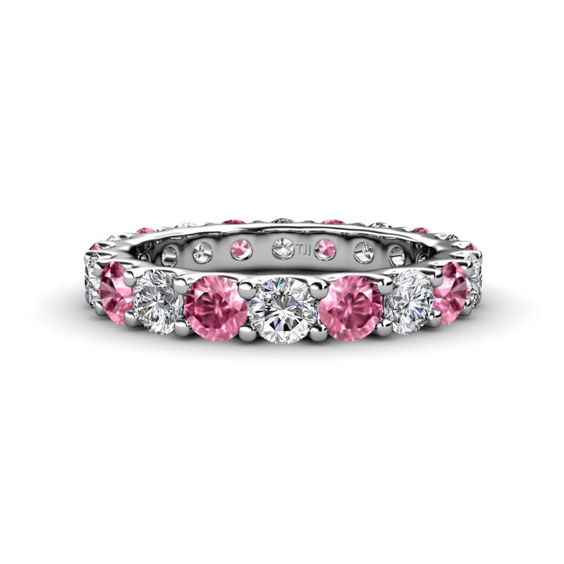 Audrey 3.80 mm Pink Tourmaline and Lab Grown Diamond U Prong Eternity Band 