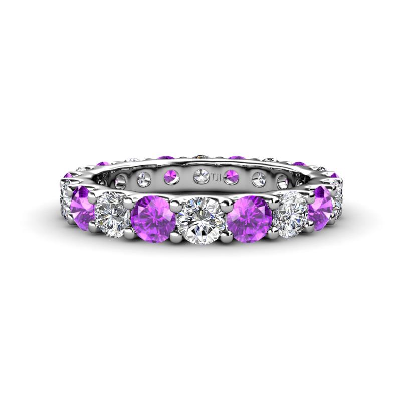 Audrey 3.80 mm Amethyst and Lab Grown Diamond U Prong Eternity Band 