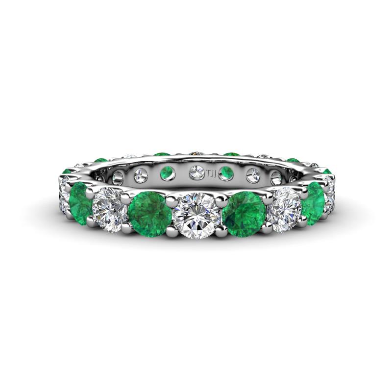 Audrey 3.80 mm Emerald and Lab Grown Diamond U Prong Eternity Band 