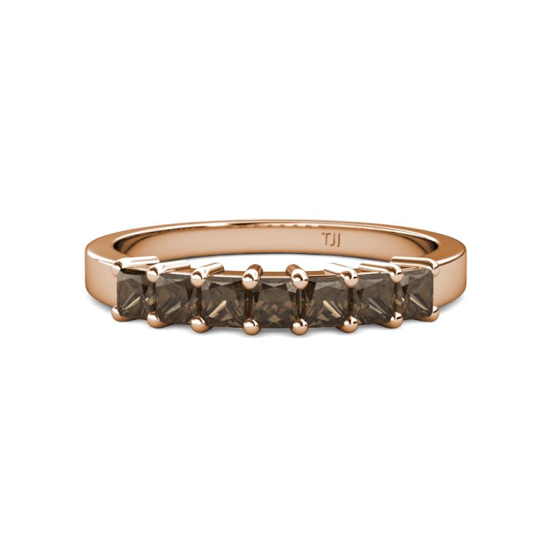 Evia 3.00 mm Princess Cut Smoky Quartz 7 Stone Wedding Band 