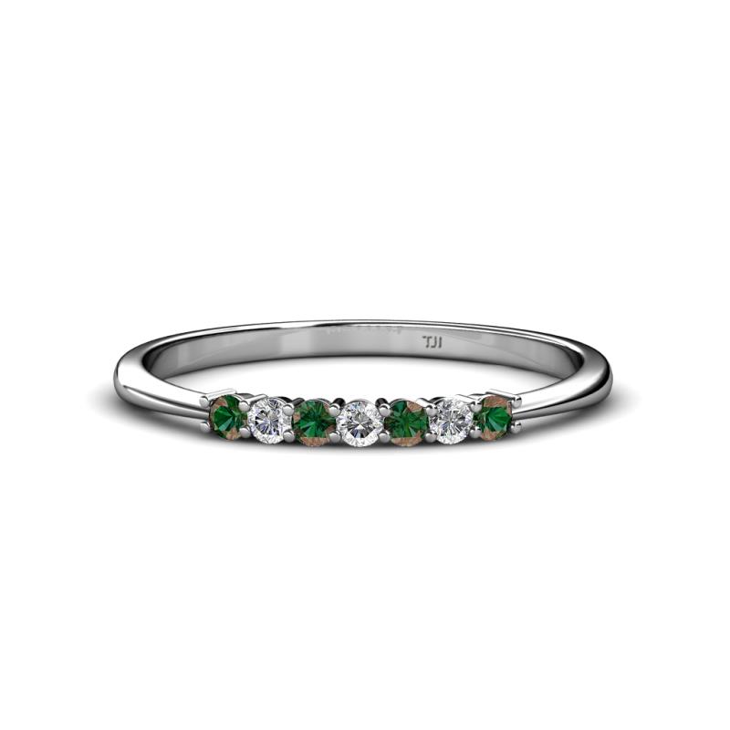 Reina 2.00 mm Diamond and Lab Created Alexandrite 7 Stone Wedding Band 