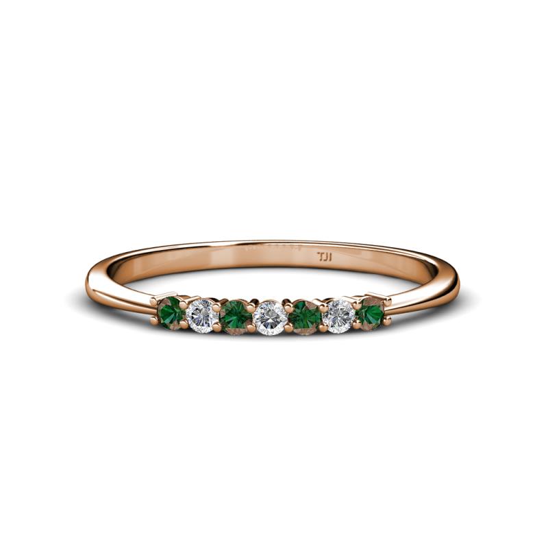 Reina 2.00 mm Diamond and Lab Created Alexandrite 7 Stone Wedding Band 