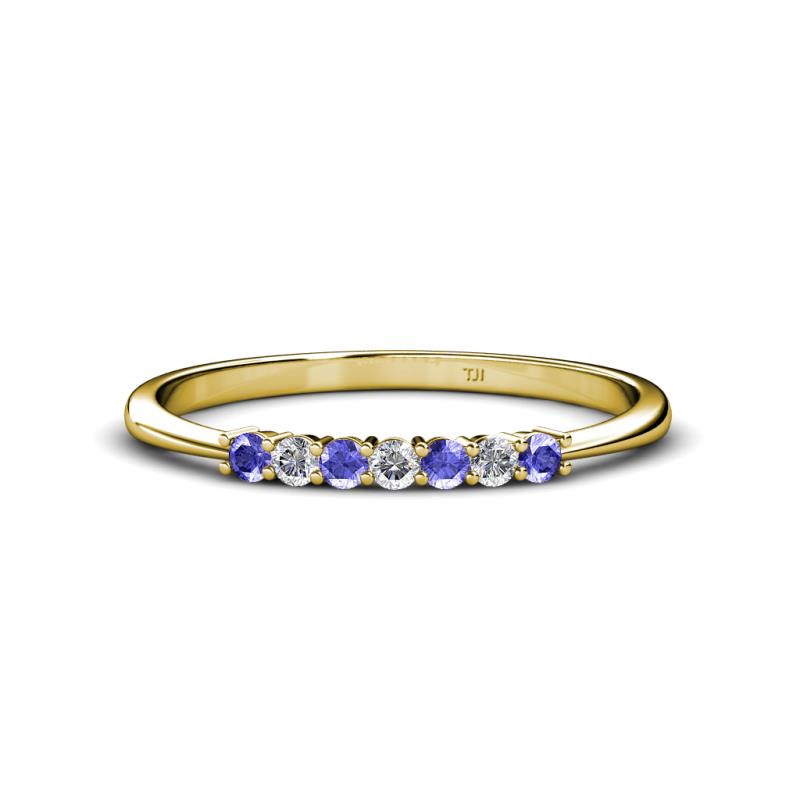 Reina 2.00 mm Tanzanite and Diamond 7 Stone Wedding Band 