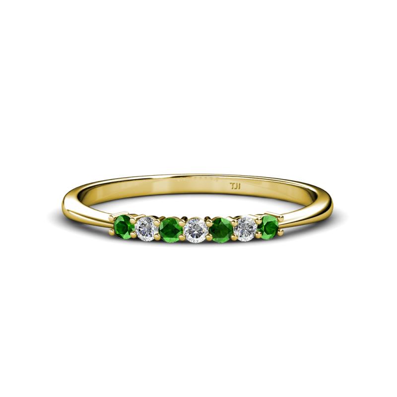 Reina 2.00 mm Green Garnet and Diamond 7 Stone Wedding Band 