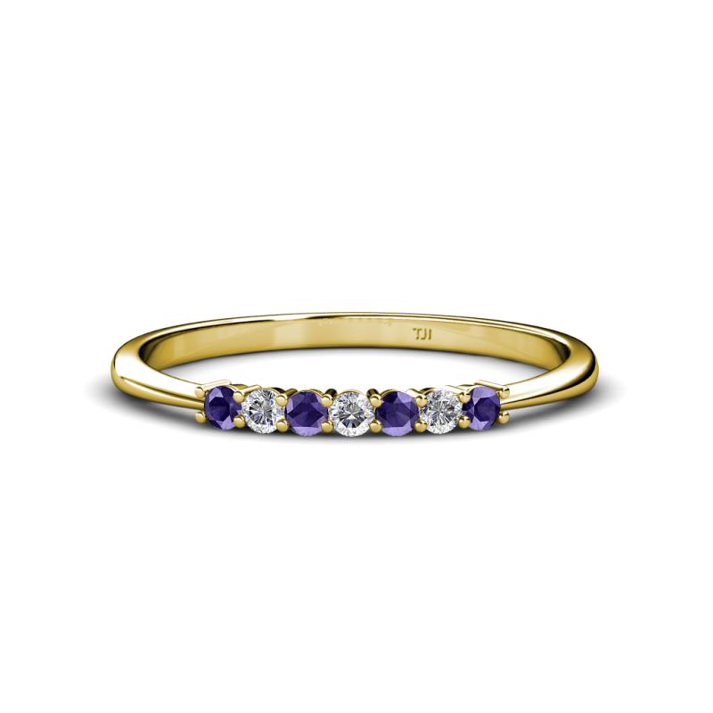 Reina 2.00 mm Iolite and Diamond 7 Stone Wedding Band 