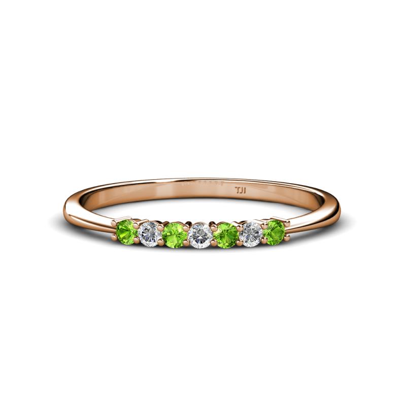 Reina 2.00 mm Peridot and Diamond 7 Stone Wedding Band 