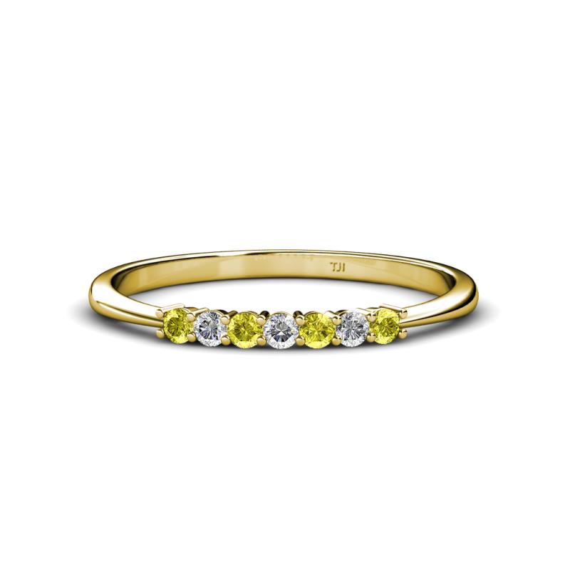 Reina 2.00 mm Yellow Diamond and White Lab Grown Diamond 7 Stone Wedding Band 