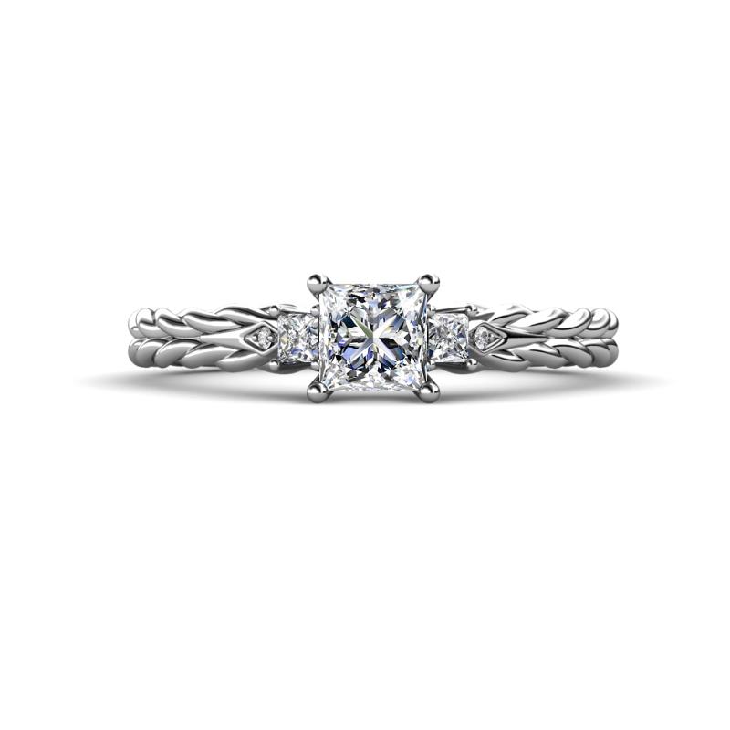 Lyla Classic Princess Cut Diamond Braided Shank Three Stone Engagement Ring 