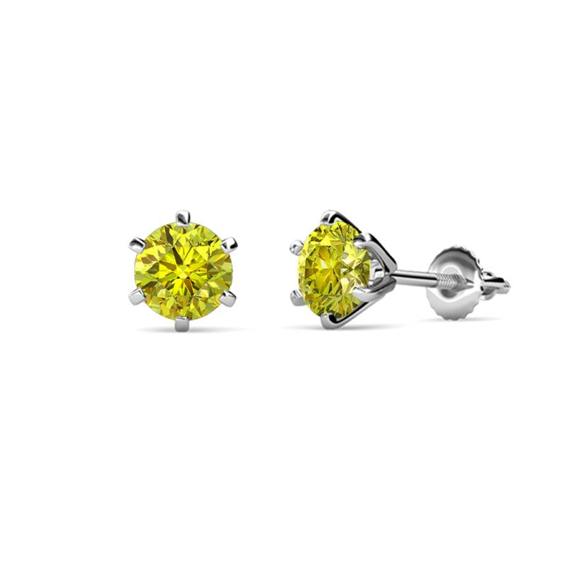 Kenna Yellow Diamond (4mm) Martini Solitaire Stud Earrings 