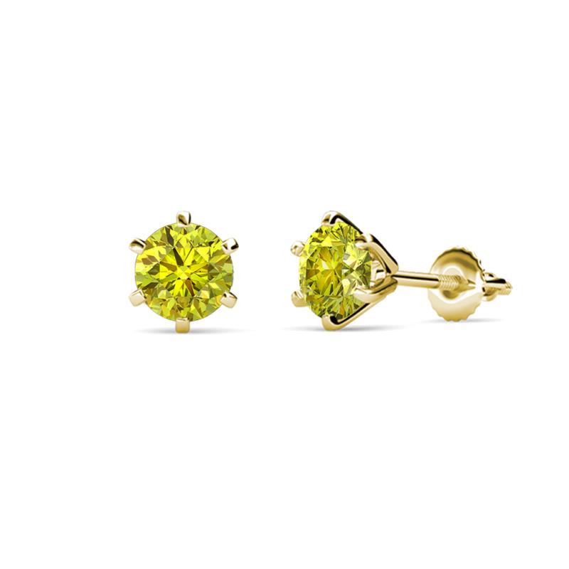 Kenna Yellow Diamond (4mm) Martini Solitaire Stud Earrings 
