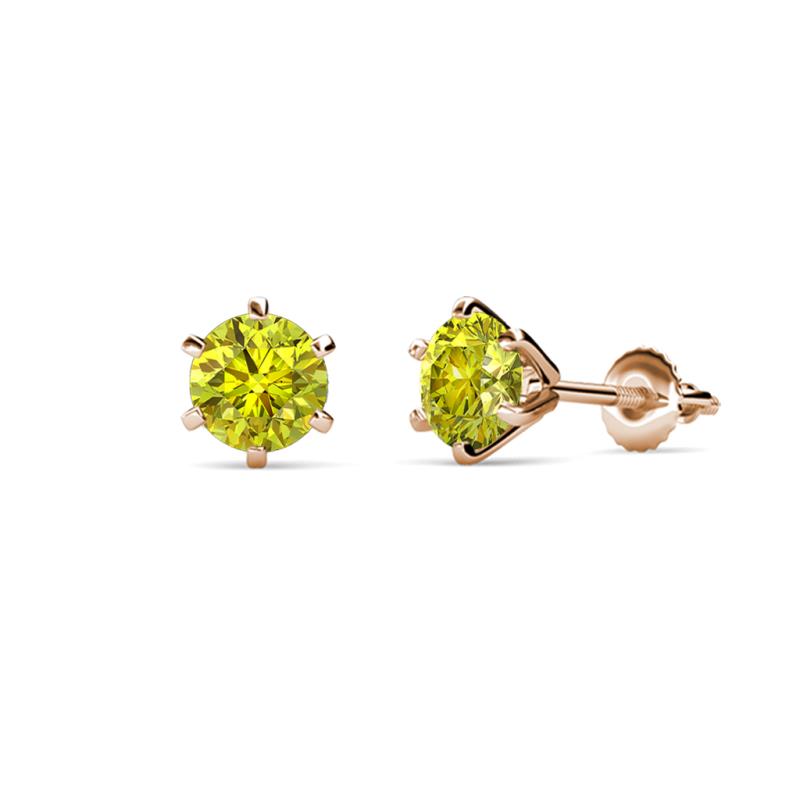 Kenna Yellow Diamond (4mm) Martini Solitaire Stud Earrings 