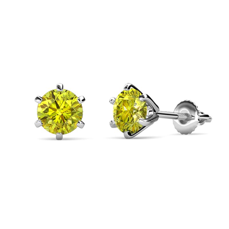 Kenna Yellow Diamond (5mm) Martini Solitaire Stud Earrings 
