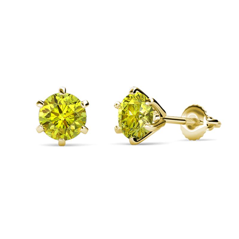 Kenna Yellow Diamond (5mm) Martini Solitaire Stud Earrings 