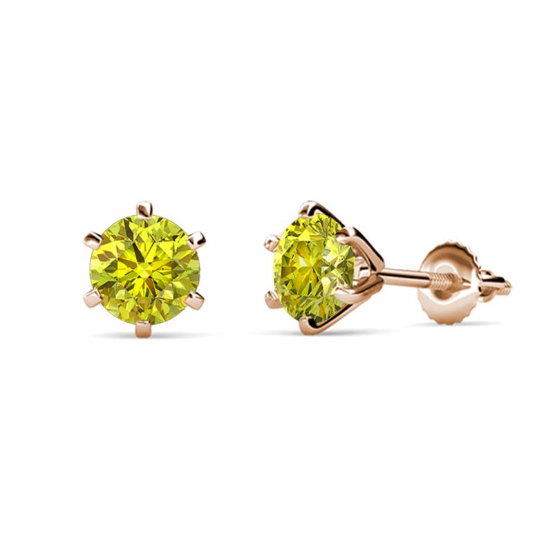 Kenna Yellow Diamond (5mm) Martini Solitaire Stud Earrings 