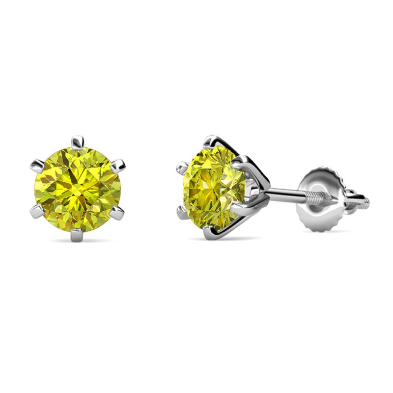 Kenna Yellow Diamond (6.5mm) Martini Solitaire Stud Earrings 