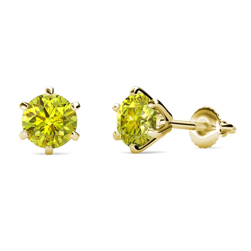 Kenna Yellow Diamond (6.5mm) Martini Solitaire Stud Earrings 