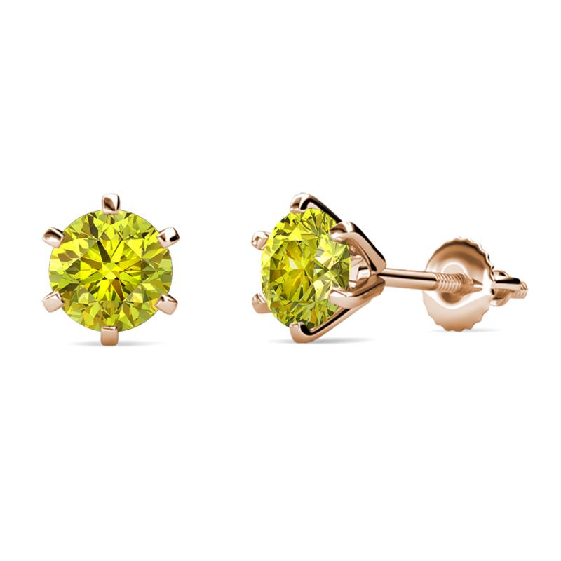 Kenna Yellow Diamond (6.5mm) Martini Solitaire Stud Earrings 