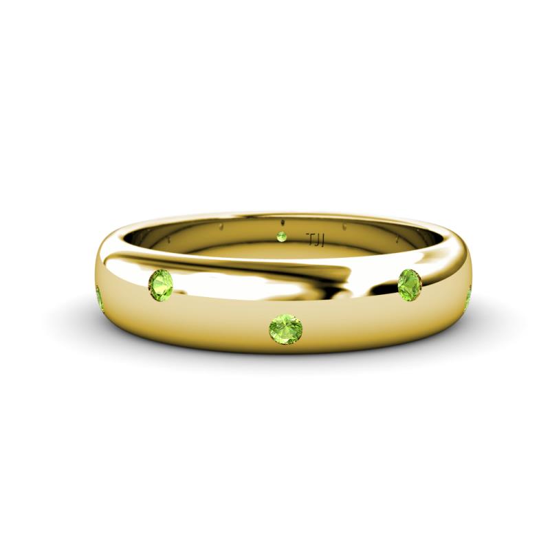 Elara 0.44 ctw Peridot (2.00 mm) set in Burnish Setting 5.00 mm Width Eternity Band 
