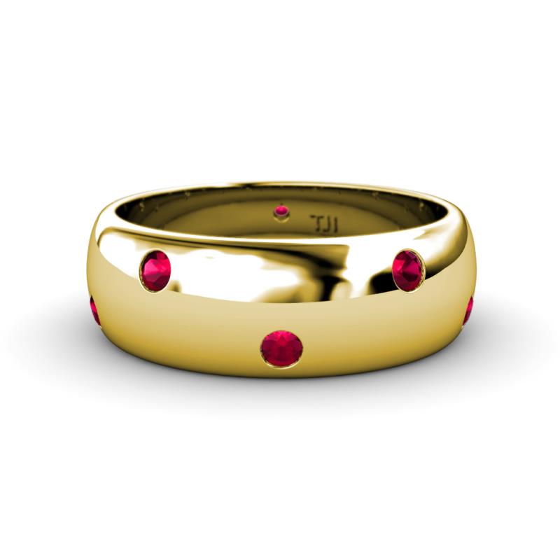Elara 0.42 ctw Ruby (2.00 mm) set in Burnish Setting 7.00 mm Width Eternity Band 