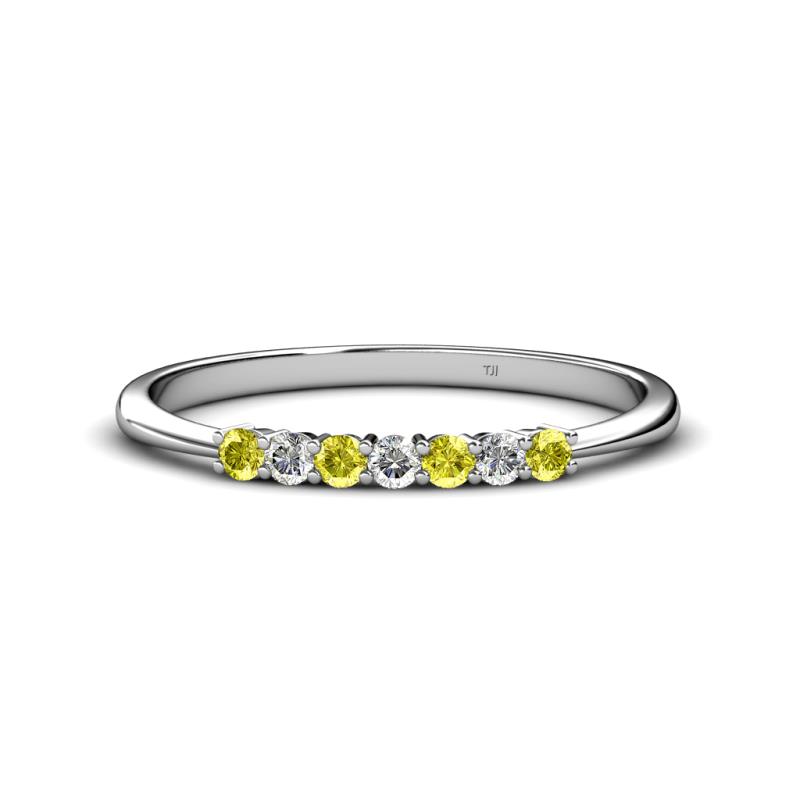 Reina 2.30 mm Yellow and White Diamond 7 Stone Wedding Band 