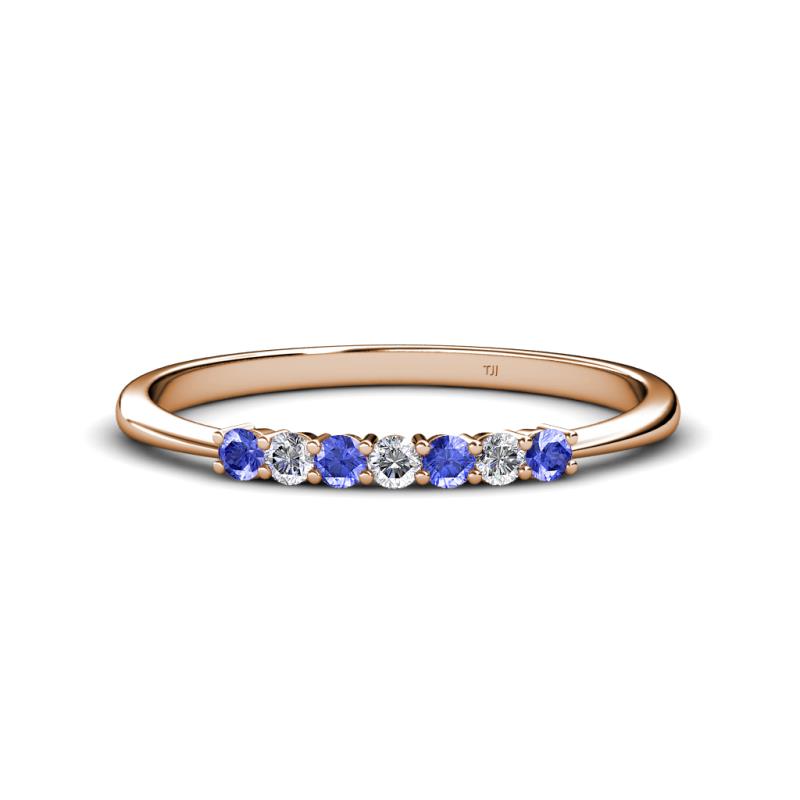 Reina 2.30 mm Tanzanite and Diamond 7 Stone Wedding Band 