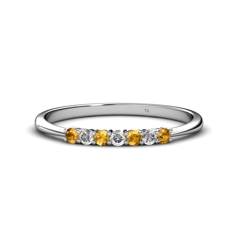 Reina 2.30 mm Citrine and Diamond 7 Stone Wedding Band 