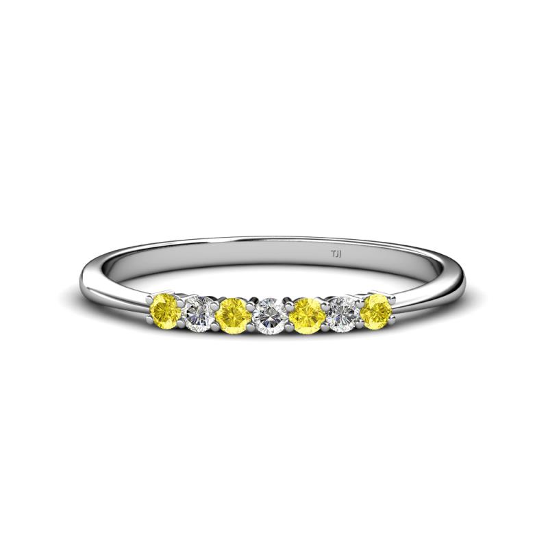 Reina 2.30 mm Yellow Sapphire and Diamond 7 Stone Wedding Band 
