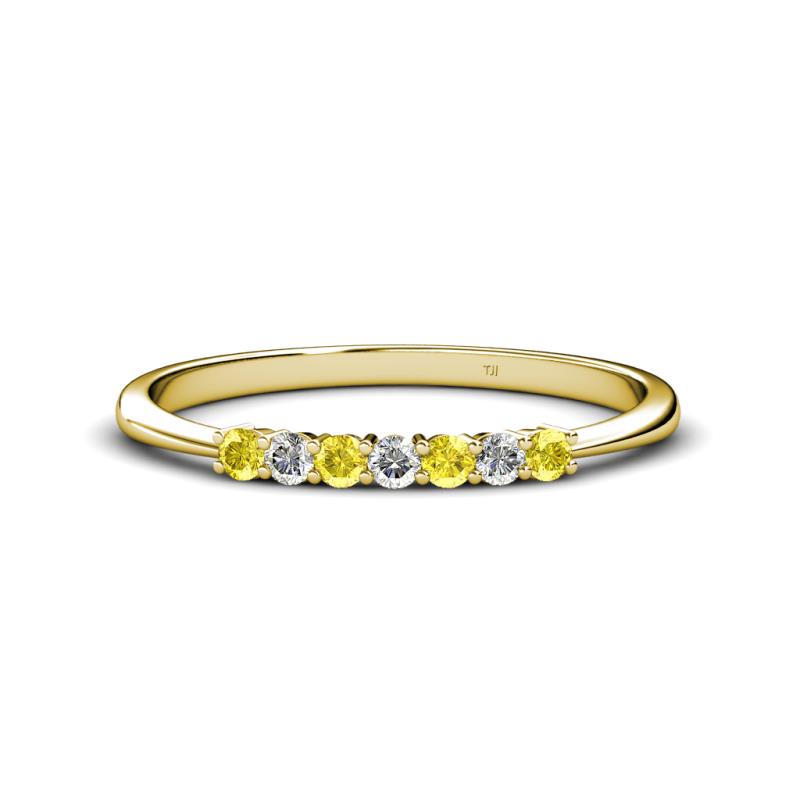 Reina 2.30 mm Yellow Sapphire and Diamond 7 Stone Wedding Band 