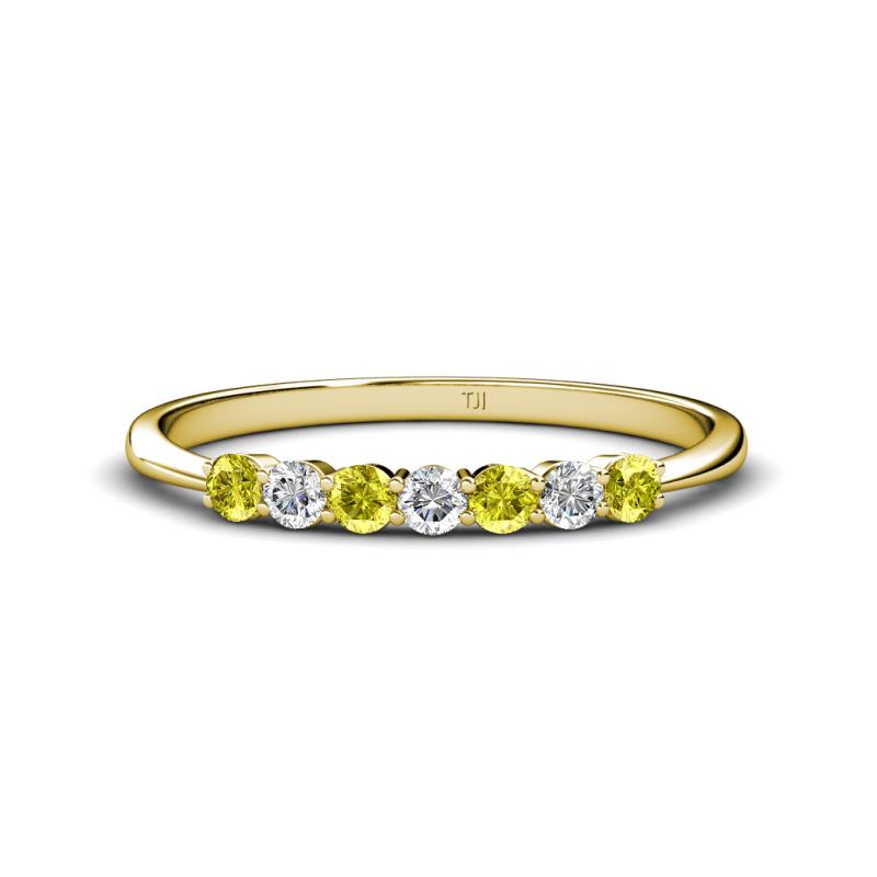 Reina 2.60 mm Yellow and White Diamond 7 Stone Wedding Band 