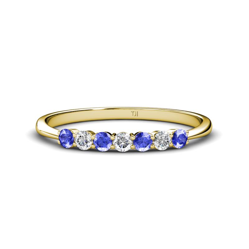 Reina 2.60 mm Tanzanite and Diamond 7 Stone Wedding Band 