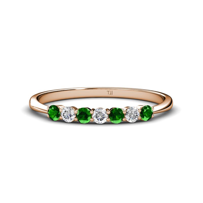 Reina 2.60 mm Green Garnet and Diamond 7 Stone Wedding Band 